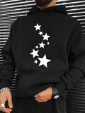 Men's Hoodie Dancing White Stars Flowing Down The Bold Black Hoodie