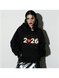 Women's Hoodie Playful Red Heart Surrounded By Festive Confetti Numbers Hoodie