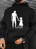 Men's Hoodie Silhouette Father Holding Hands With Daughter And Heart