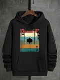 Men's Hoodie Vintage Rainbow Stripes With Playing Card Spade Symbol