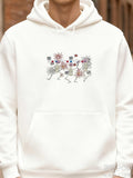 Men's Hoodie Dancing Skeletons Wearing Colorful Sunglasses And Festive Headgear Skeleton