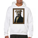 Men's Hoodie Vintage Style Portrait Framed Artwork Depicting Suit Wearing Stylish Dog