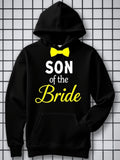 Men's Hoodie Yellow Bow Tie With Wedding Text On Black Hoodie