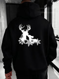 Men's Hoodie Snowflakes Among Forest Shadows With Majestic Antlered Deer