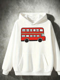Men's Hoodie Classic Urban Red Double Decker Bus On White Hoodie
