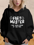 Women's Hoodie Fart Master I Can Clear A Room In 3 Seconds Playful White Lettering Hoodie