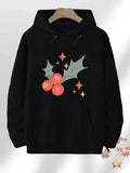 Men's Hoodie Festive Berries And Holly Leaves With Sparkling Colored Stars Holly