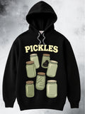 Men's Hoodie Pickles Yellow Retro Lettering With Jars Of Preserved Vegetables Pickle Jar