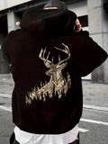 Men's Hoodie Geometric Abstract Art With Golden Metallic Crystal Shapes Deer