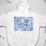 Men's Hoodie Intricate Blue Botanical Pattern With Flourishing Floral Motifs Covering Hoodie