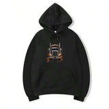 Men's Hoodie Night Road Shine With Headlights On Power Truck