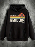 Men's Hoodie Take Me Back To Benidorm Spain With Retro Sunset Palm Tree Hoodie
