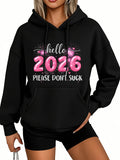 Women's Hoodie Hello 2026 With Pink Party Lights And Fireworks Hoodie