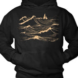 Men's Hoodie Golden Waves With Gentle Wind Under Night Sky Sailboat