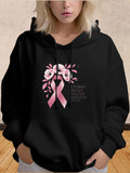 Women's Hoodie Flowers Pink Ribbon Surrounded By Blossoms And Gentle Petals Hoodie