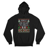 Men's Hoodie Single And Ready To Jingle Festive Holiday Patterns With Tiny Bells And Christmas Lights Hoodie