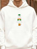 Men's Hoodie Green Shamrock Hat And Golden Beer With Mask