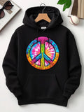 Men's Hoodie Colorful Tie Dye With Retro Symbol And Radiant Peace Sign