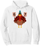 Men's Hoodie Cartoon Turkey Wearing Pilgrim Hat Between Numbered Signs Turkey