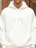 Men's Hoodie Hand Drawn State Outline With Minimal Numbers And Texas Map