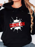 Women's Hoodie Come On White Paint Splash Effect Behind Black Seam Baseball