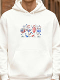 Men's Hoodie Colorful Fireworks And Drinks With Festive Party Glasses