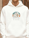 Men's Hoodie Vintage Striped Sunset With Majestic Roaring Tiger Illustration Graphic Tiger