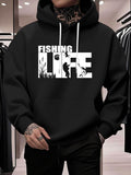 Men's Hoodie Fishing Life With Silhouette Design Among Tall Wild Grass Fisherman