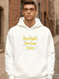 Men's Hoodie Daylight Saving Time Sunshine Inspired Bold Graphic Letters Hoodie