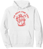 Men's Hoodie Id Melt For You Cheerful Candy Cane Holding Holiday Snowman