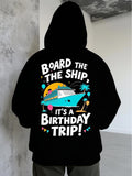 Men's Hoodie Board The Ship Under Sunny Sky With Palm Confetti And Cruise Ship