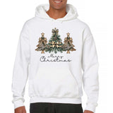 Men's Hoodie Merry Christmas Festive Greenery And Stars Around Decorated Christmas Tree