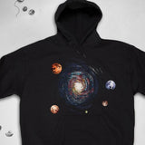Men's Hoodie Colorful Galaxy With Bright Swirling Planets And Shining Stardust Spiral