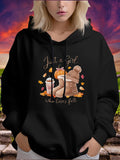 Women's Hoodie Just A Girl With Autumn Leaves Coffee Cup Books And Cozy Pumpkin