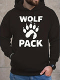 Men's Hoodie Wolf Pack With Bold Lettering Above A Large Pawprint