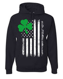 Men's Hoodie Faded American Flag With Green Clover Leaf Black Hoodie