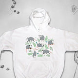 Men's Hoodie Playful Animals With Foliage In Soft Whimsical Illustration Style Anteater