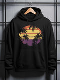 Men's Hoodie Vintage Sunset With Silhouetted Palm Trees On A Tropical Evening Beach