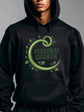 Men's Hoodie Personal Growth Flourishing Green Vines Twining Around Leafy Plant Circle