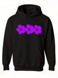 Men's Hoodie Vivid Blossoms Arranged In A Row On Plain Black Hoodie Flower