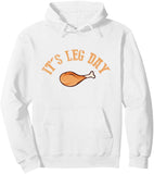 Men's Hoodie Its Leg Day Cartoon Chicken With Playful Spirit Among Whimsical White Hoodie