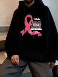 Men's Hoodie Fight Bold Pink Ribbon With Breast Cancer Survivor Lettering Hoodie