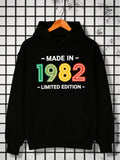 Men's Hoodie Made In 1982 Colorful Bold Numbers Limited Edition Hoodie