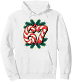 Men's Hoodie Candy Cane Stripes With Holly And Christmas Spirit Number
