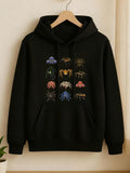 Men's Hoodie Colorful Arachnids Arranged In Order On Black Hoodie Spider