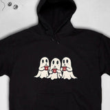 Men's Hoodie Cute White Spirits Holding Red Cups Surrounded By Darkness Hoodie Ghost