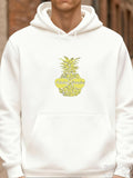 Men's Hoodie Hello Summer Radiant Yellow Pineapple With Playful Tropical Pattern Pineapple