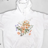 Men's Hoodie Pastel Blossoms With Lush Green Leaves Adorning Light White Flower