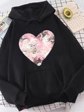Men's Hoodie Swirling Marble Pattern Inside A Soft Pastel Pink Heart