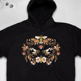 Men's Hoodie Delicate Blossoms Amongst Golden Bees And Vintage Floral Wreath